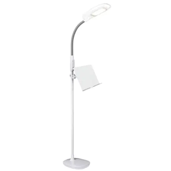 OttLite 64" White LED Floor Lamp with USB and Tablet Stand {1}
