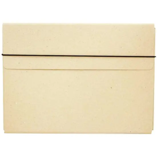 JAM Paper Strong Thin Portfolio Carrying Case with Elastic Band Closure Natural Kraft {1}