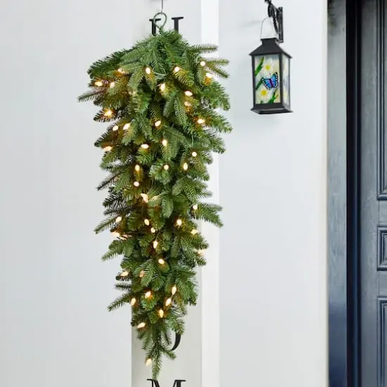 Glitzhome&reg; 36" Pre-Lit Greenery Christmas Teardrop with LED Lights & Timer {3}