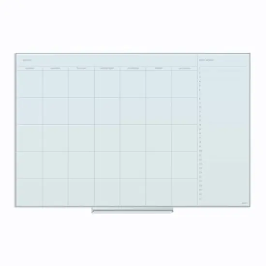 U Brands White 36" x 24" Frosted Frameless Non-Magnetic Glass Dry-Erase Monthly Calendar Board {1}