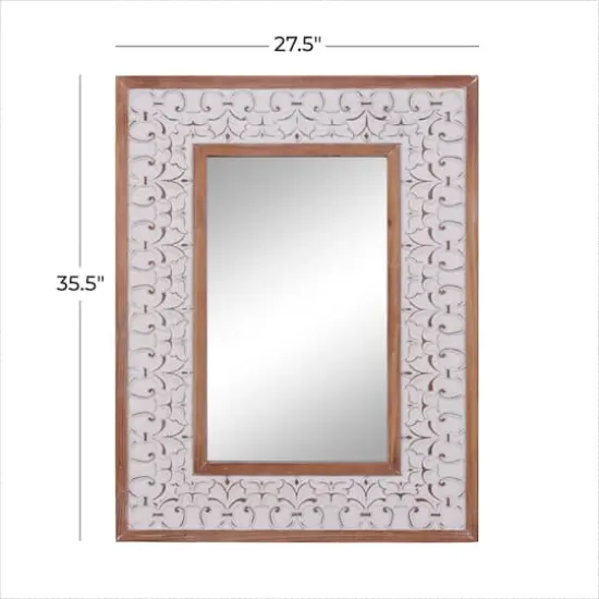 36" White Farmhouse Wood Wall Mirror {7}