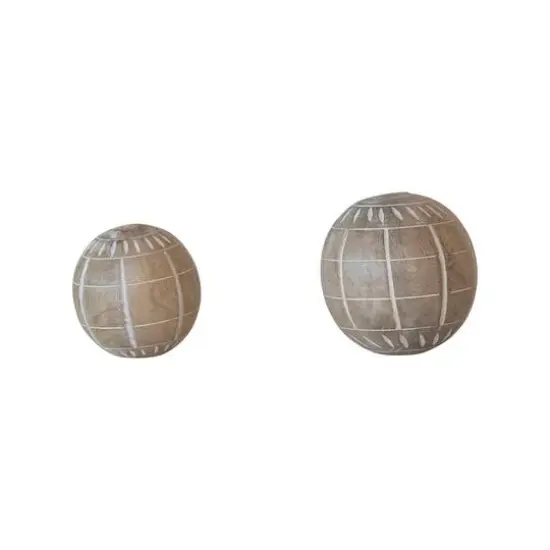 Hello Honey&reg; 4" Beige Hand-Carved Mango Wood Ball D&eacute;cor {4}
