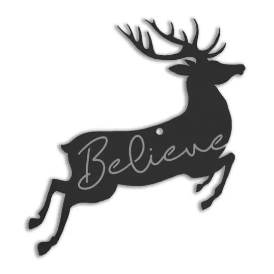 4" Believe Reindeer Metal Ornament Black {1}