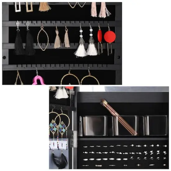 NEX&trade; Black 360 Degree Rotatable Jewelry Armoire with Free-Standing Mirror {5}