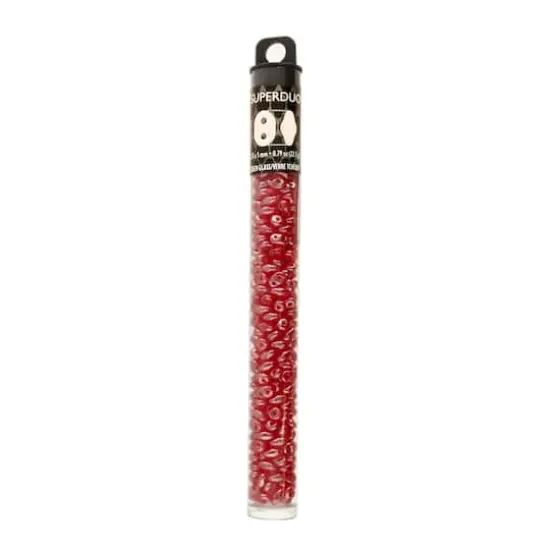 Superduo Two-Hole Czech Glass Beads Ruby White Luster {4}