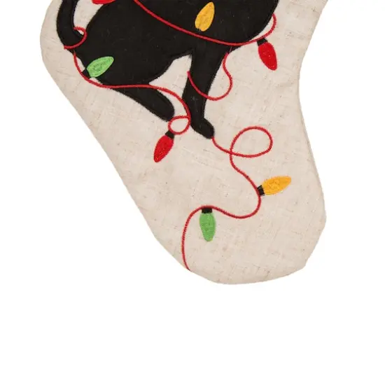 Glitzhome® 21" LED Embroidered Cat & Dog Linen Christmas Stockings, 2ct. {8}
