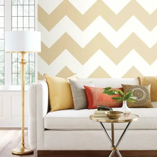 RoomMates Gold Large Chevron Peel & Stick Wallpaper {3}