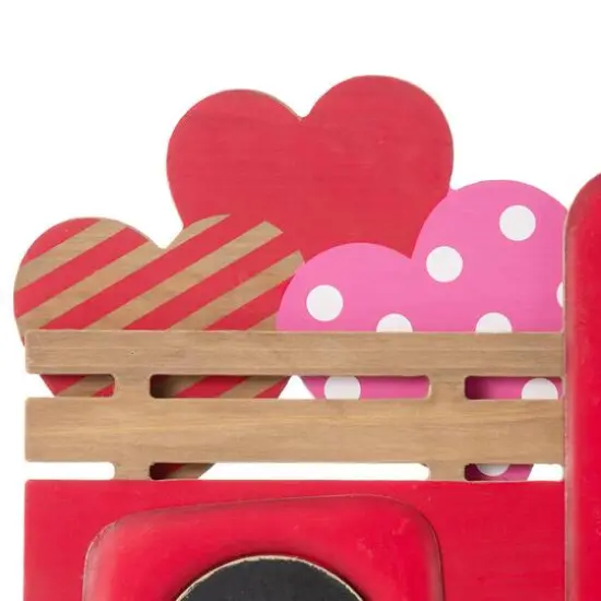 Glitzhome&reg; 24" Metal Wooden Valentine's Truck Yard Stake & Hanging Sign {9}