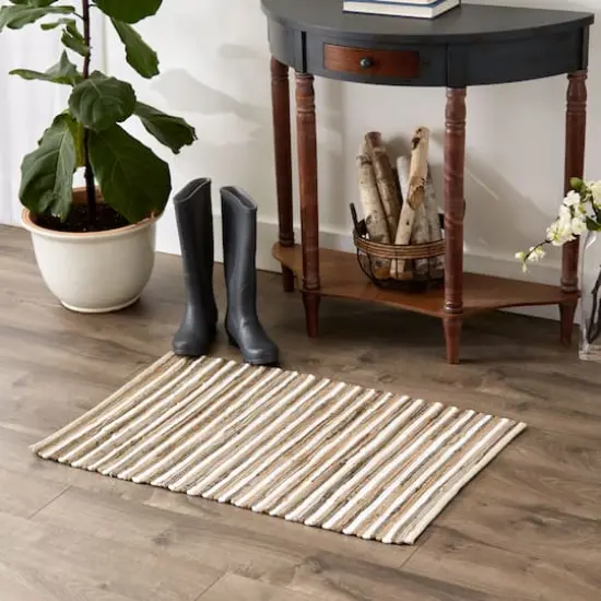 DII&reg; Slim Stripe Cotton Chindi Rug, 2ft. x 3ft. Taupe {5}