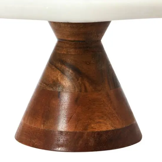 Hello Honey&reg; 12" Marble Pedestal with Wood Base Stand {4}