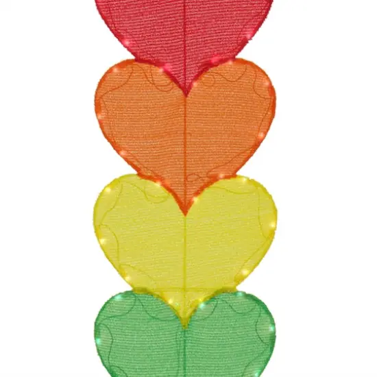 63" Valentine's Day Collection Rainbow LED Pre-Lit Valentine's Stacked Hearts Plug In Decoration {4}