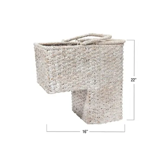 Hello Honey&reg; 16" Woven & Whitewashed Rope Stair Basket with Handles {9}