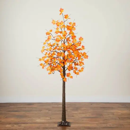 6ft. Pre-Lit Minimalist Autumn Maple Artificial Fall Tree with 120 Warm White LED Lights {8}