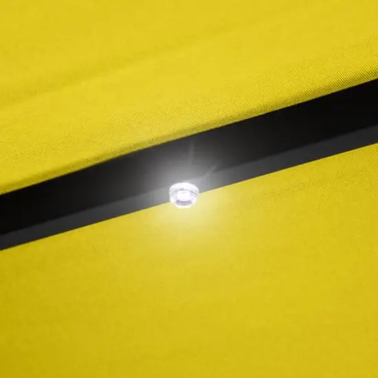 9ft. Solar Lighted Outdoor Patio Market Umbrella Yellow {6}