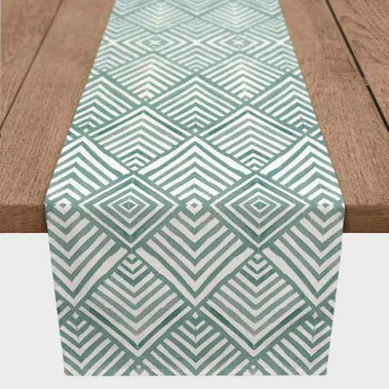 72" Watercolor Diamond Cotton Twill Runner Blue {1}