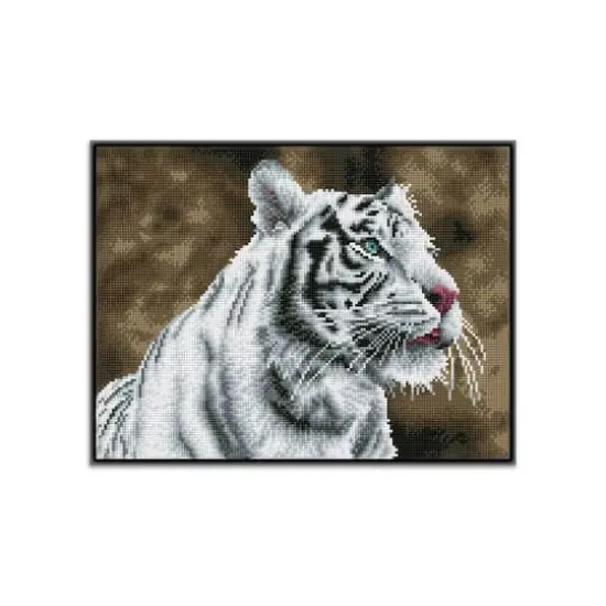 Diamond Dotz® Intermediate Tiger Blanc Pre-Framed Diamond Painting Kit {5}