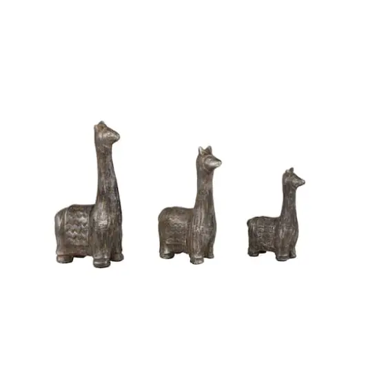 Set of 3 Black Metal Eclectic Llama Sculpture, 8", 7", 5" {4}
