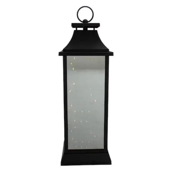 19" Black LED Mirrored Lantern with Warm White Flickering Lights {4}