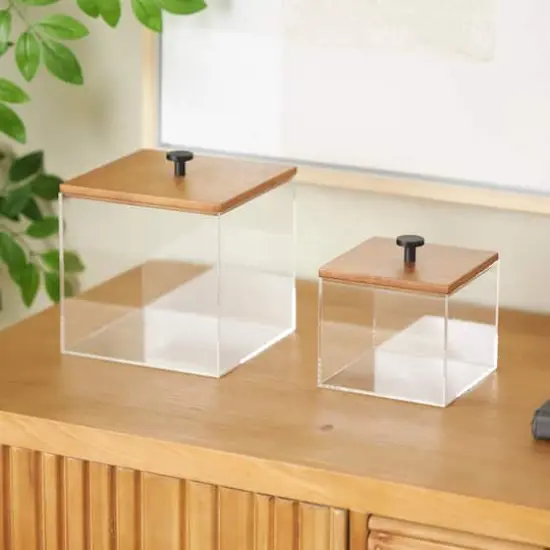 Clear & Brown Box Set with Brown Wooden Lids {3}