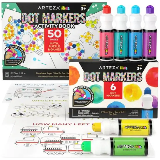 Arteza&reg; Kids Dot Markers 75ml, Activities Dot Marker Book, 7 Pieces {1}