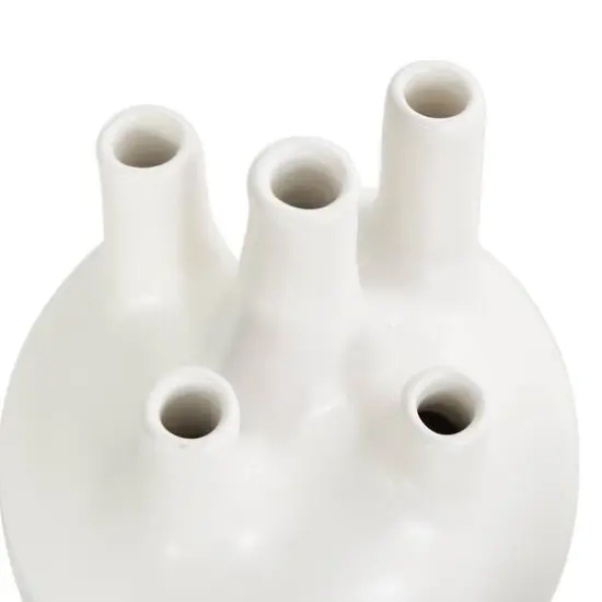 CosmoLiving by Cosmopolitan White Ceramic Round Bud Vase Set with Multiple Openings {7}