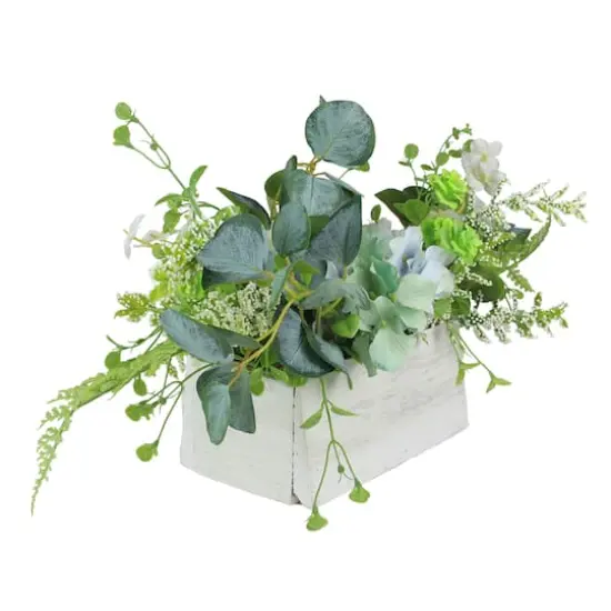 26" Succulent & Foliage Arrangement in Wooden Planter {3}