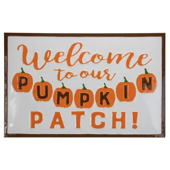 20" Orange & White Welcome to Our Pumpkin Patch Metal Wall D&eacute;cor {1}