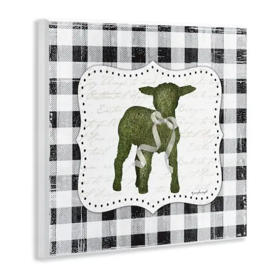 Stupell Industries Seasonal Easter Baby Calf Spring Tartan Pattern Wall Plaque Art {4}