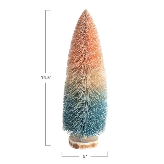 Hello Honey&reg; 14.5" Pink-to-Blue Ombre Sisal Bottle Brush Tree with Wood Base {4}