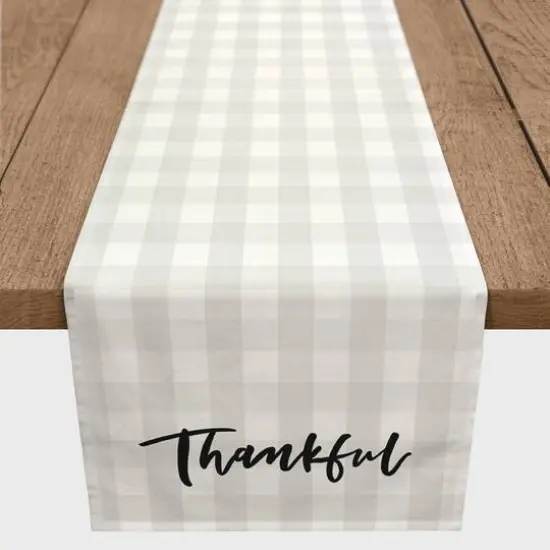 72" Brown Plaid Thankful Poly Twill Table Runner {3}