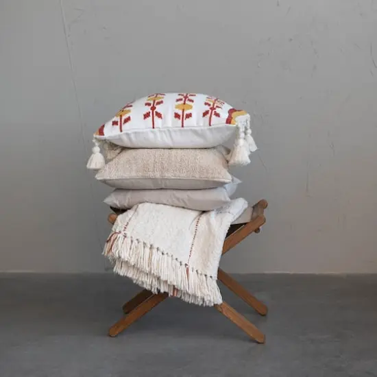 Hello Honey® Natural & Brown Grid Pattern Throw Blanket with Fringe {3}