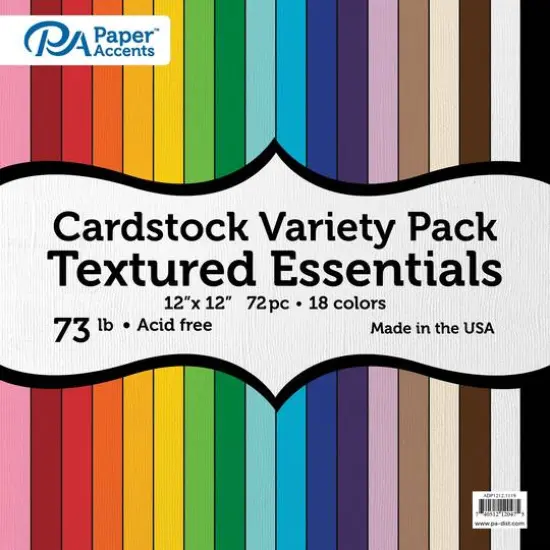 PA Paper&trade; Accents Variety Textured Essentials 12" x 12" 73lb. Cardstock, 72 Sheets {1}