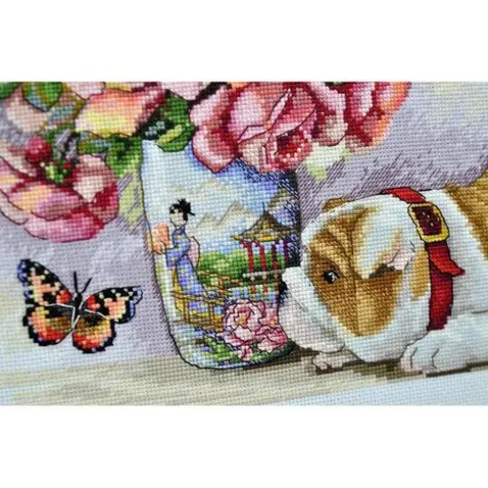 Merejka Bulldog and Buterflies Counted Cross Stitch Kit {4}