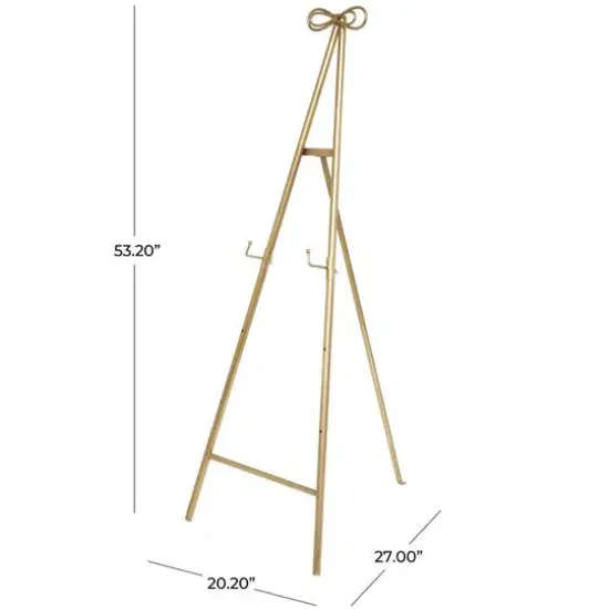 Gold Metal Tall Adjustable Floor Easel with Bow Top {6}