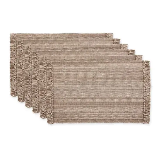 DII&reg; Variegated Fringe Cotton Placemats, 6ct. Mushroom {1}