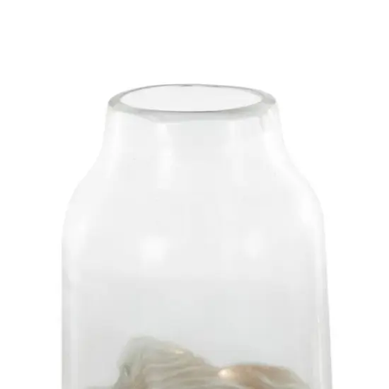 Dark Blue Glass Abstract Textured Swirl Decorative Vase Set with Gold & Cream Accents {6}