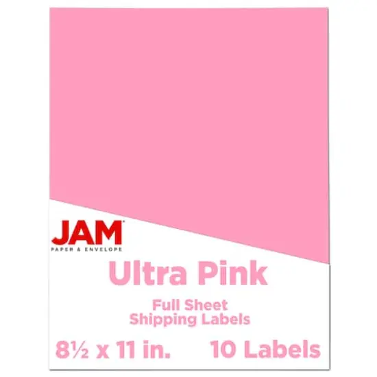 JAM Paper Shipping Labels, 8.5" x 11" Ultra Pink {1}