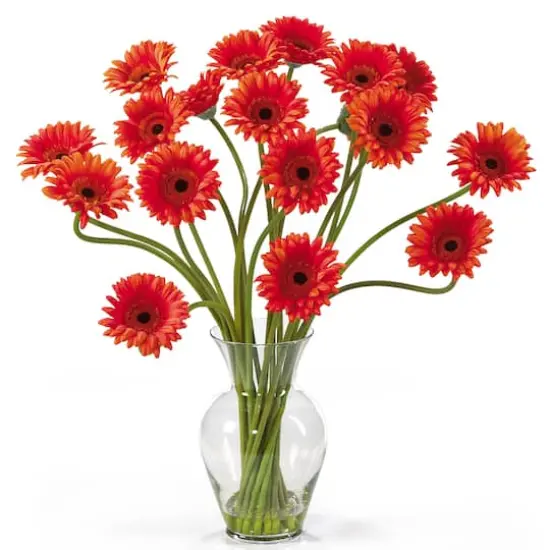 21" Gerbera Daisy Liquid Illusion Silk Flower Arrangement Orange {1}