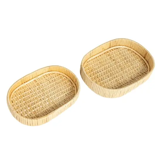 Household Essentials Natural Handwoven Nesting Oval Willow Tray Set {1}