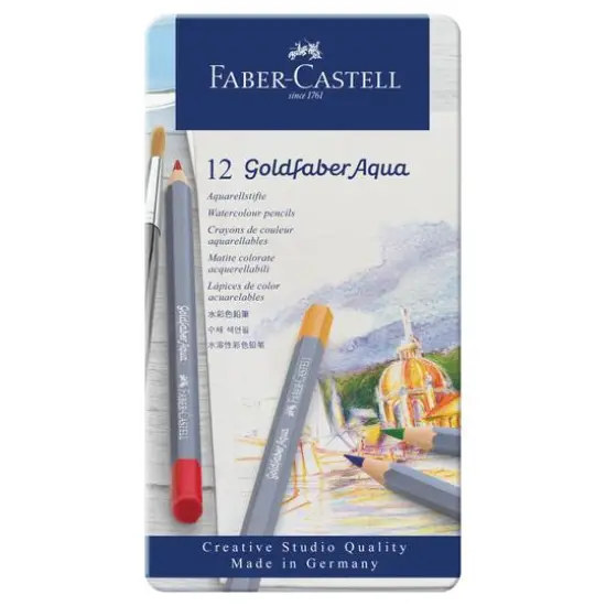 Faber-Castell&reg; 12 Color Goldfaber Aqua Watercolor Pencil Tin Set {1}