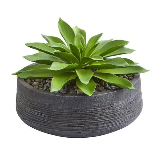 10" Large Succulent Artificial Plant in Decorative Bowl {1}