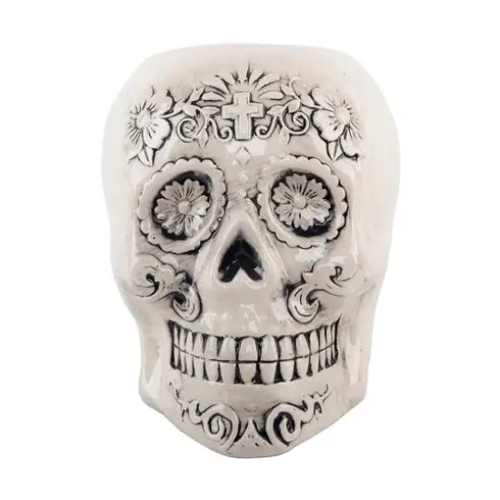 Flora Bunda Large Ceramic Sugar Skull {1}