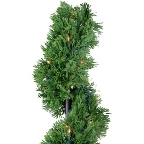 4.5ft. Pre-Lit Artificial Cedar Spiral Topiary Tree in Urn Style Pot, Clear Lights {4}