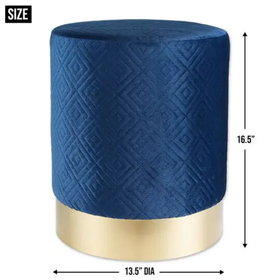 16.5" Navy Blue Velvet Stool {6}