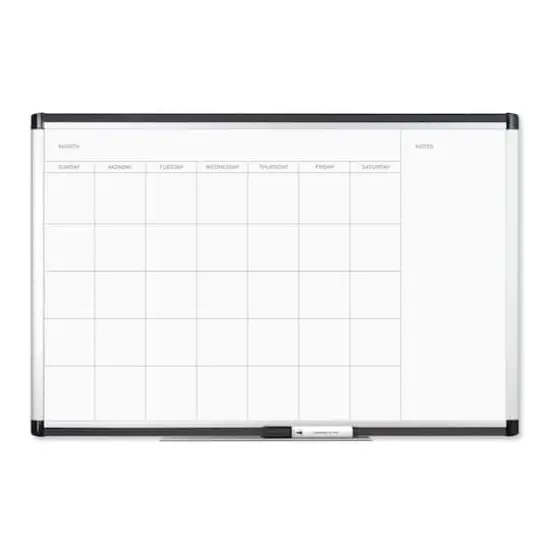 U Brands Silver 36" x 24" Aluminum Frame PINIT Magnetic Dry Erase Monthly Calendar Board {1}