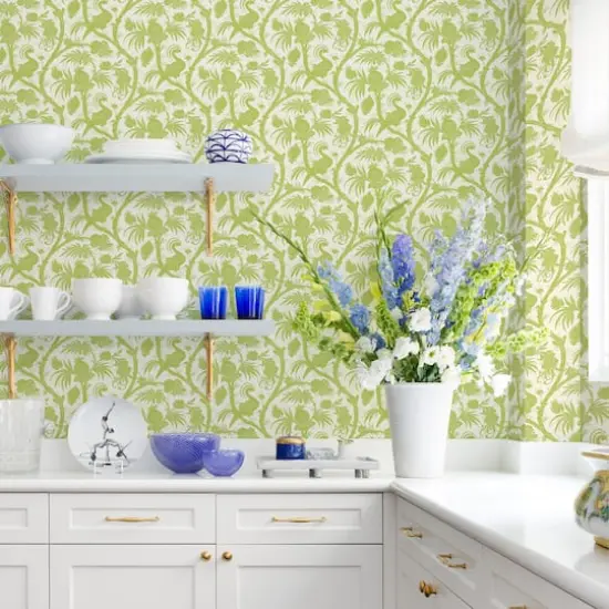 Scalamandre Pear Balinese Peacock Peel & Stick Wallpaper {4}