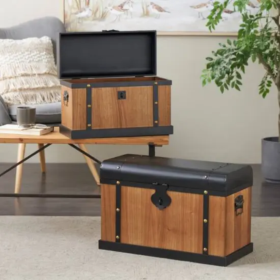 Brown & Black Decorative Trunk Set {3}