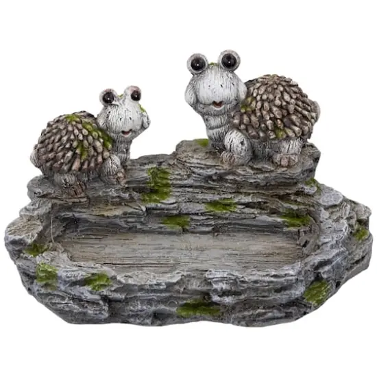 11.75" Turtle Couple Outdoor Garden Bird Bath {1}
