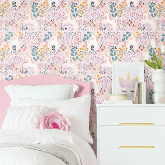 RoomMates Unicorn Paradise Peel & Stick Wallpaper Pink/Green {4}