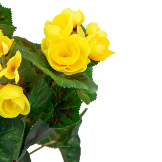 11" Yellow Potted Silk Begonia Floral Arrangement {5}